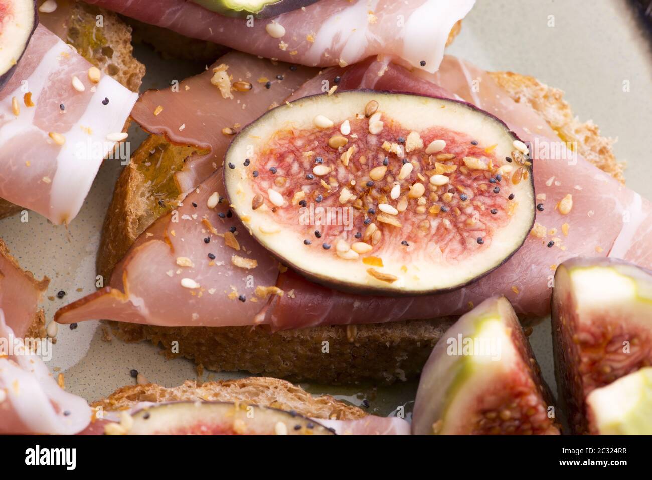 Sandwich with prosciutto, fig and olive oil Stock Photo Alamy