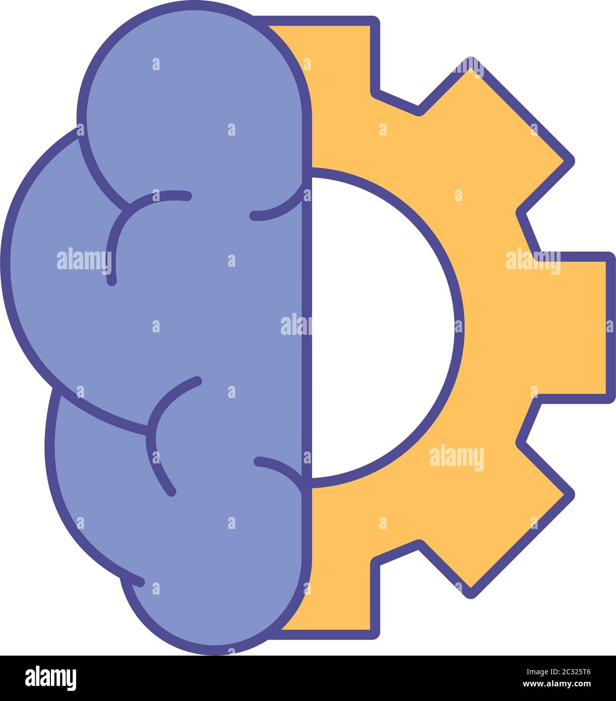 brain with gear line and fill style icon design, Innovation idea and ...