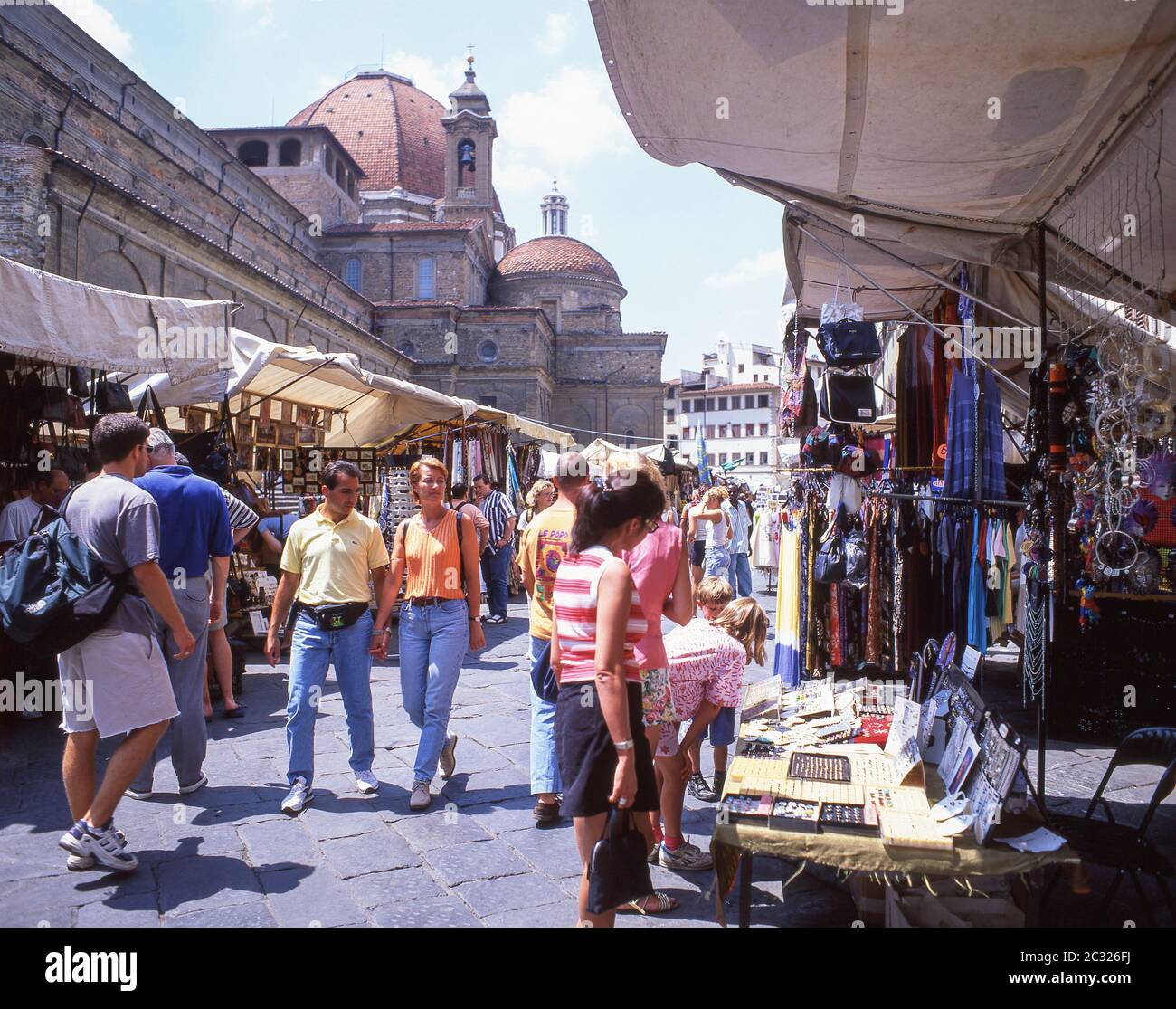 Florence Leather Market, Via Dell'Ariento, Florence (Firenze), Tuscany Region, Italy Stock Photo