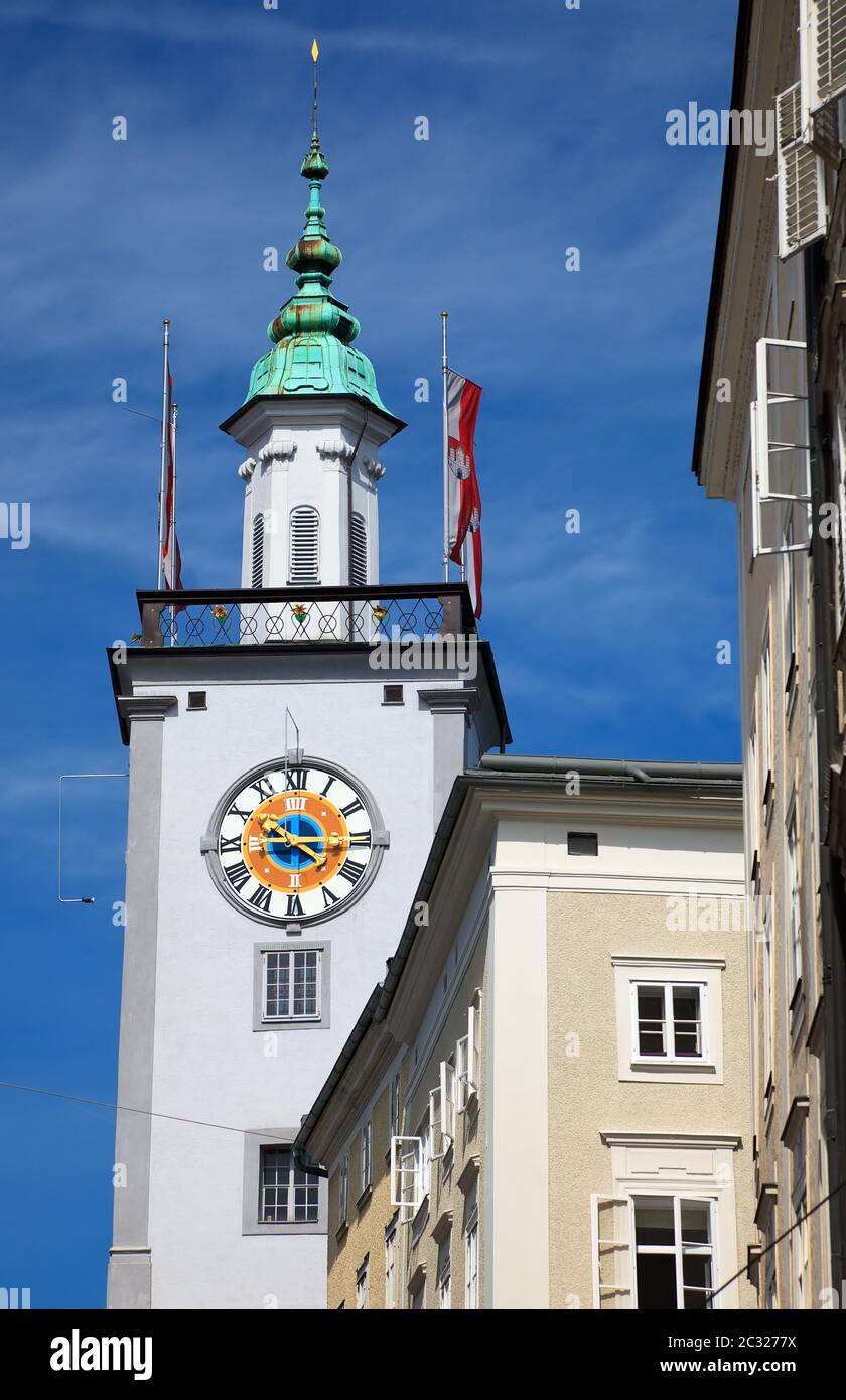 Salzburg city hall clock tower hires stock photography and images Alamy