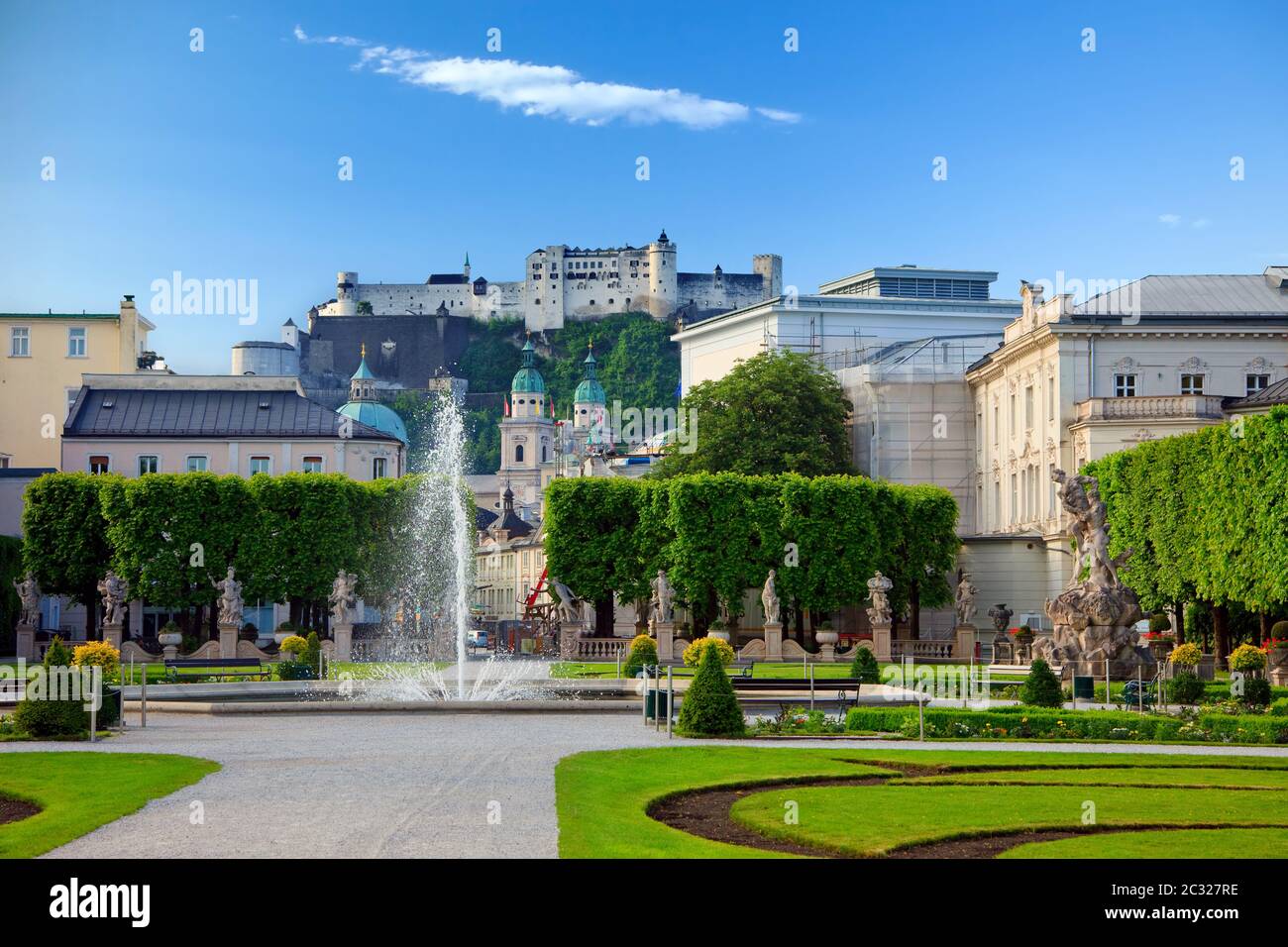 Fountain in Mirabell garden, Salzburg Stock Photo
