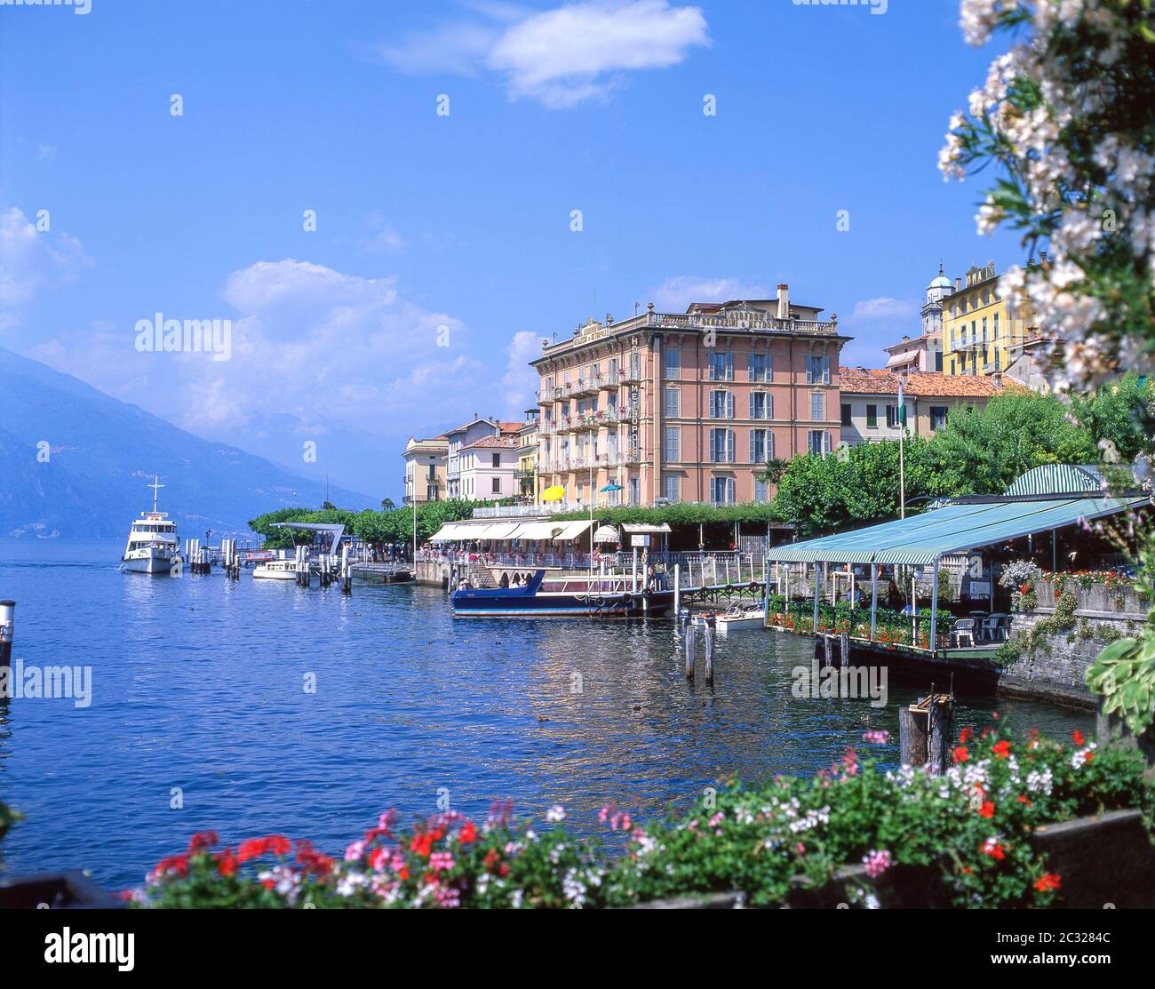 Harbour view on Lake Como, Bellagio, Province of Como, Lombardy Region, Italy Stock Photo