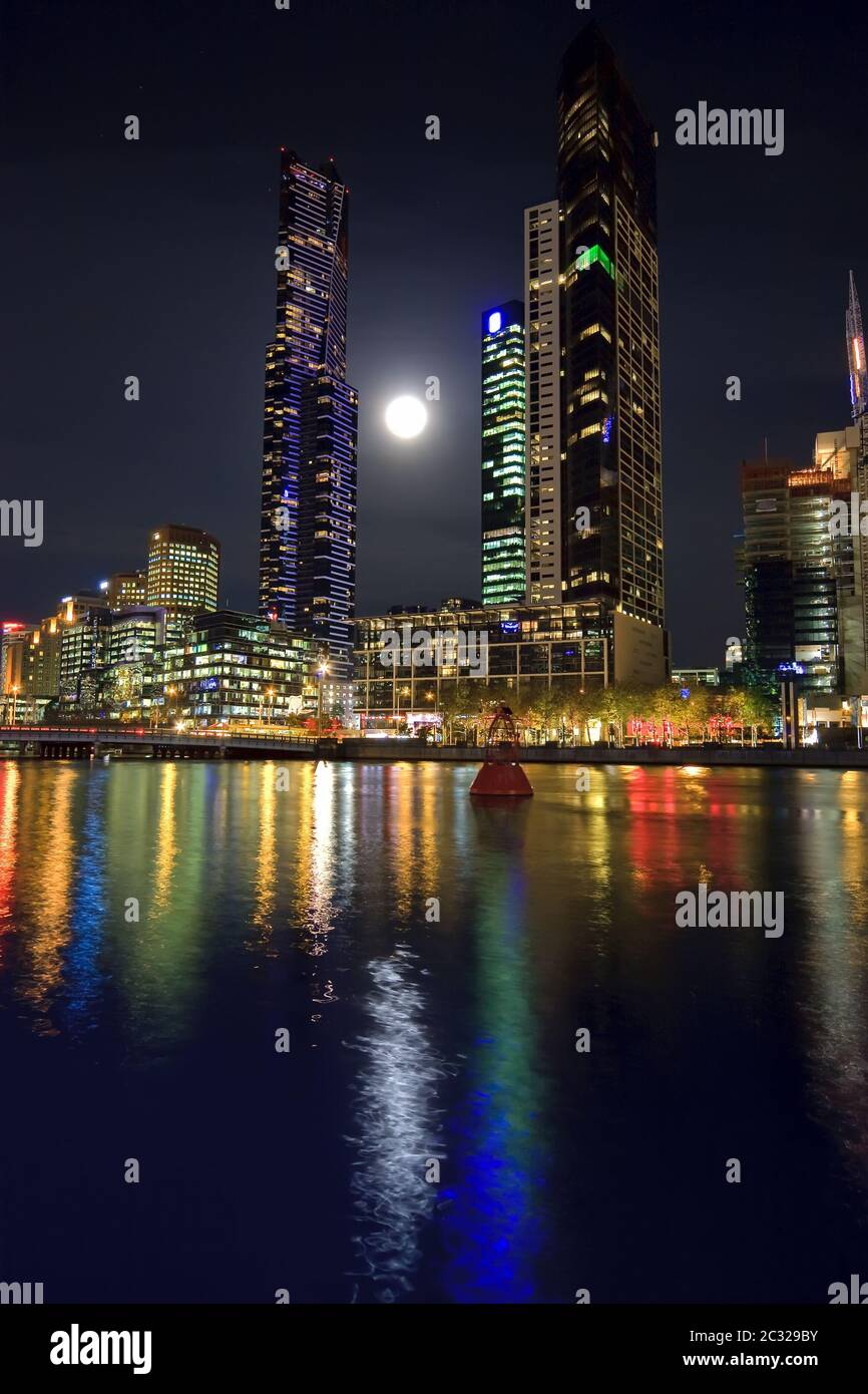 Melbourne at night Stock Photo