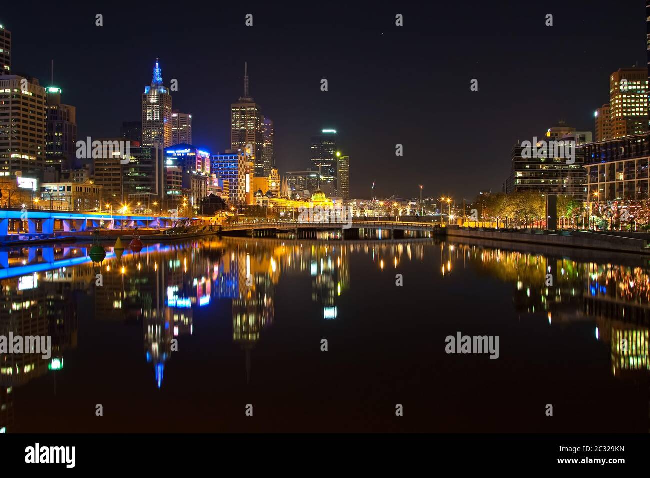 Melbourne at night Stock Photo