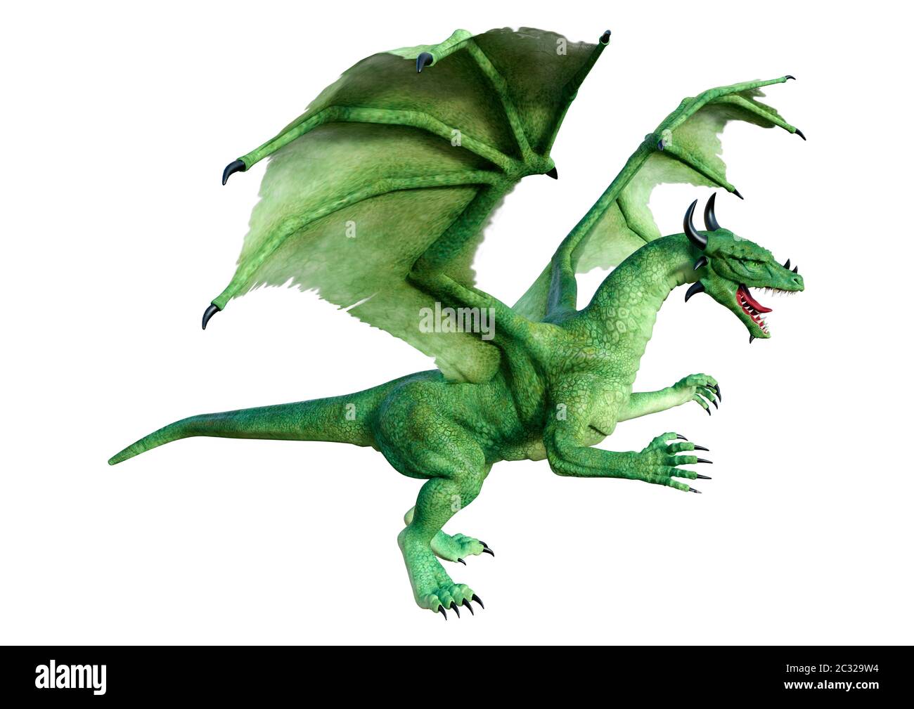 3D rendering of a fantasy dragon isolated on white background Stock ...
