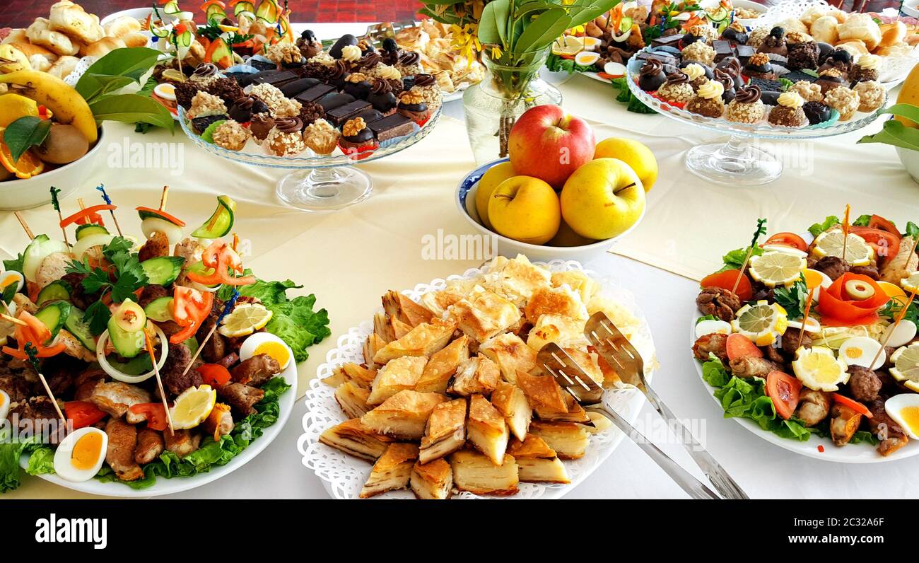 catering buffet or party food, appetizers image of a Stock Photo - Alamy