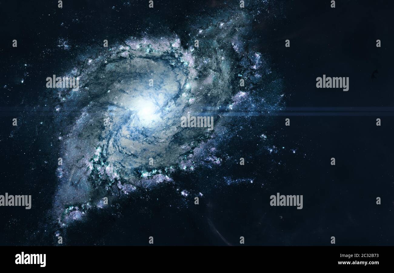 A beautiful spiral galaxy in blue tones somewhere in deep space ...