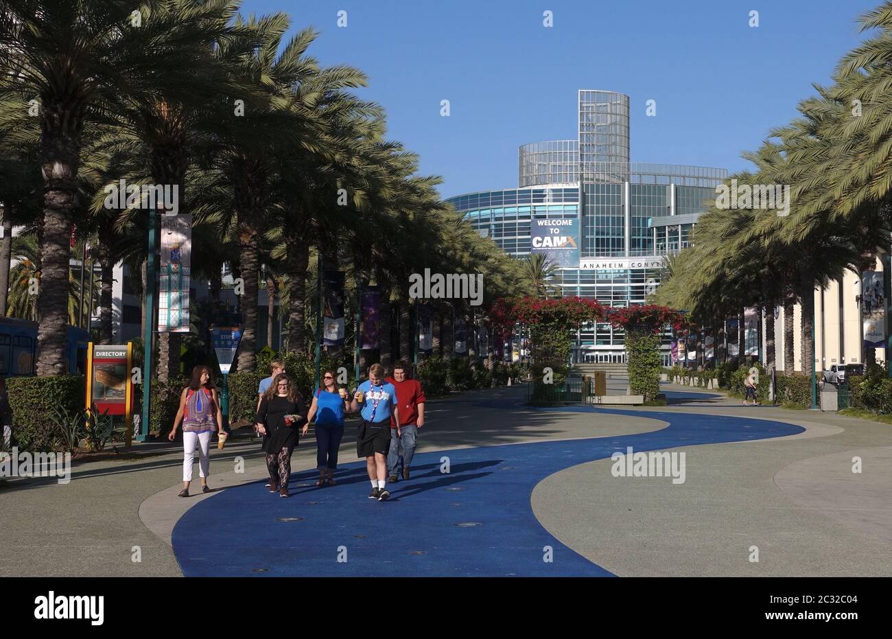 Conference attendees walking from the main lobby of the Convention Center Stock Photo