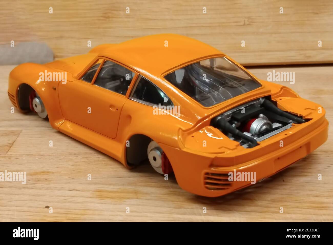 The process of assembling and painting the scale model of the car