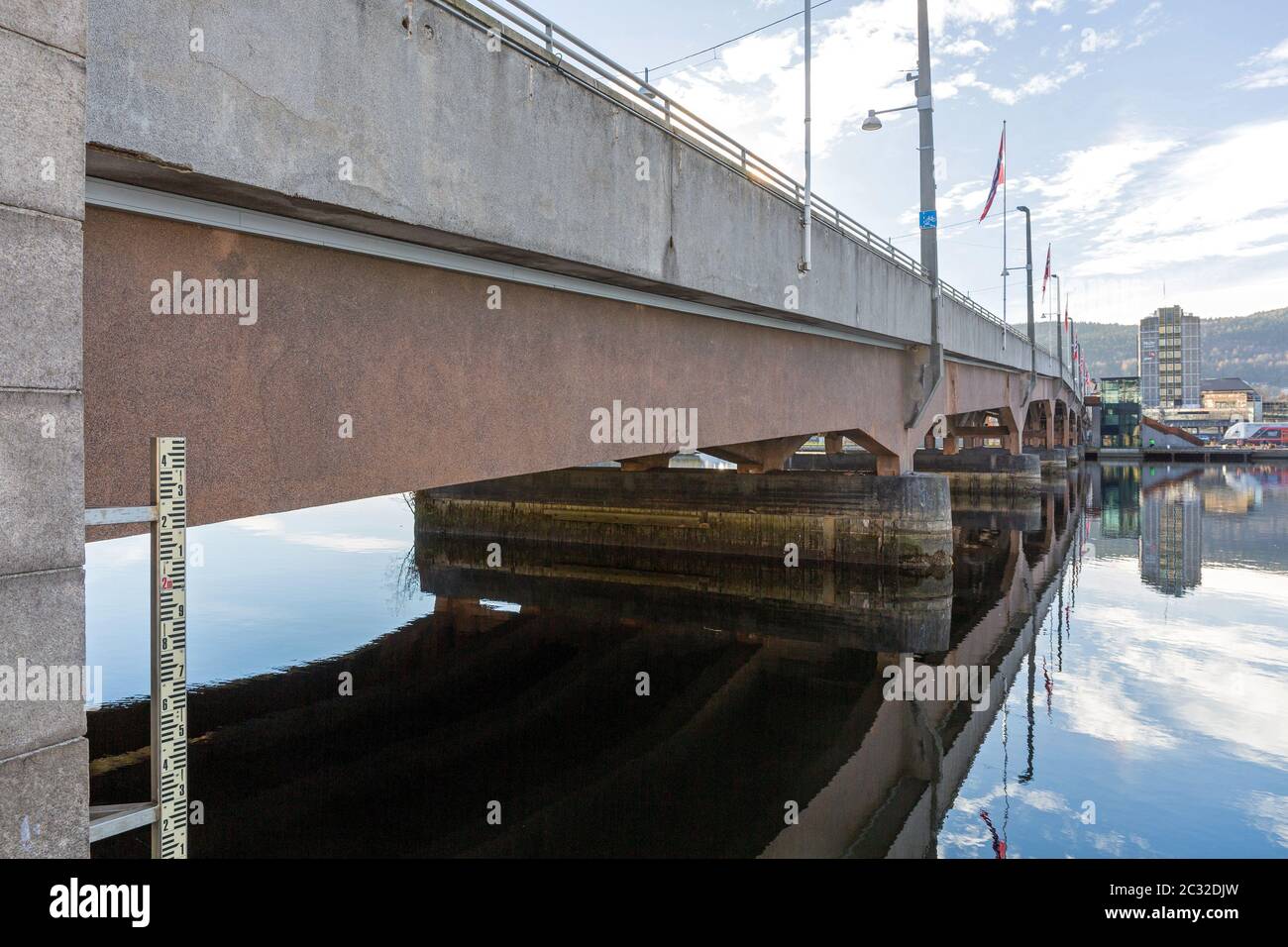 Staff Gauge Water Level Measuring Pole at Bridge Stock Photo Alamy