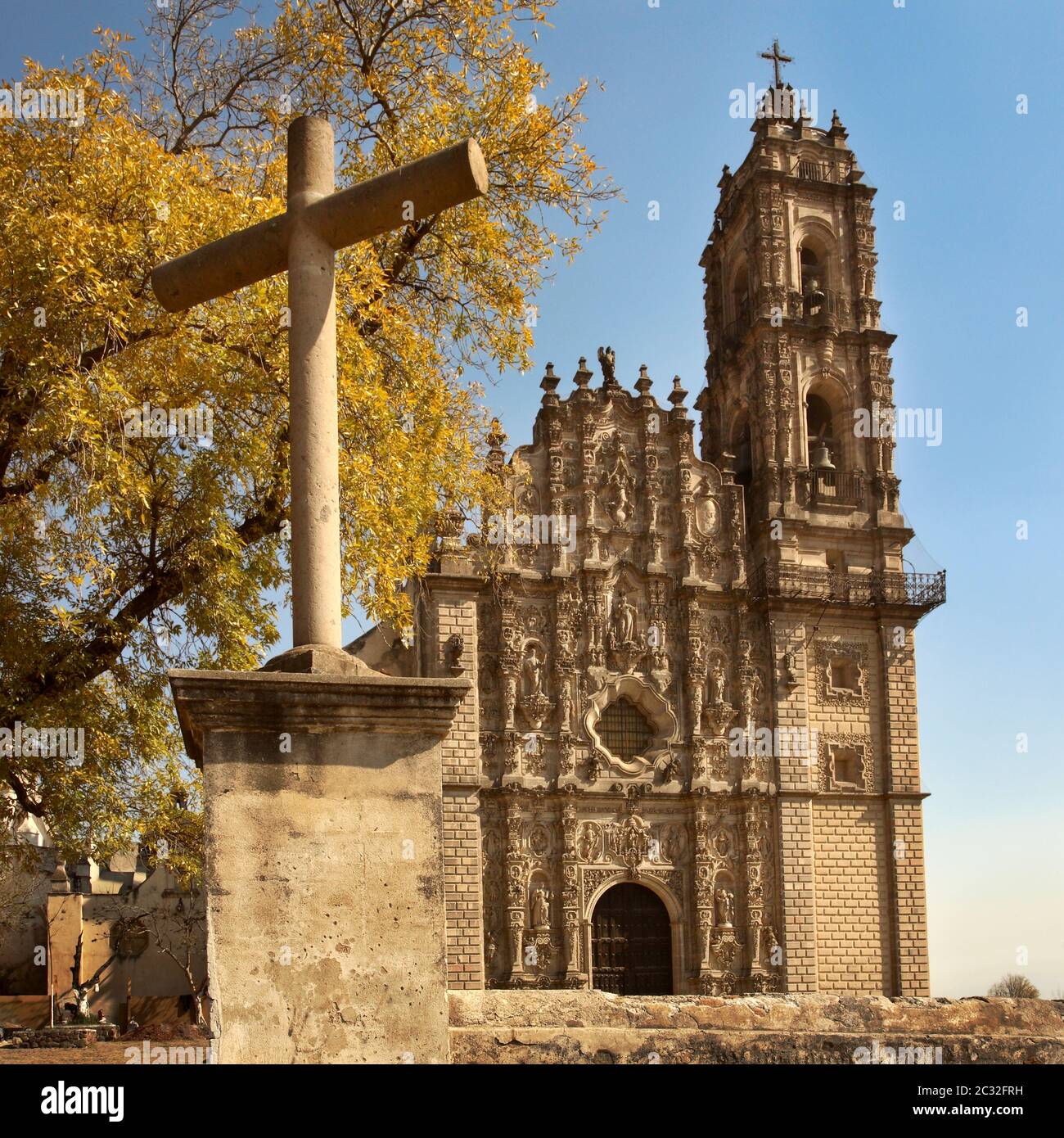 The baroque Temple of San Francisco Javier en Tepotzotlan in the State of Mexico, Mexico. Stock Photo