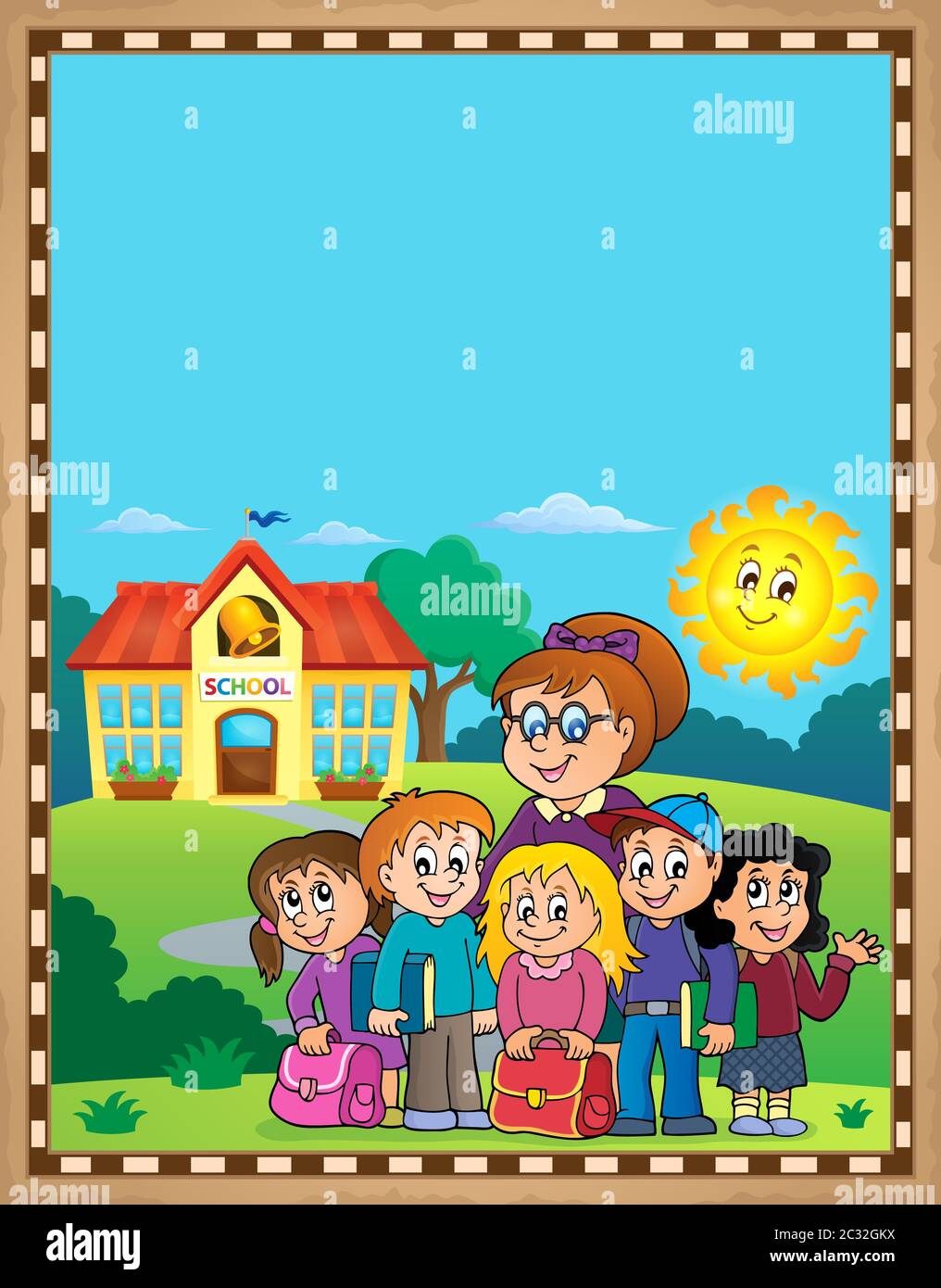 School class theme parchment 2 picture illustration Stock Photo Alamy