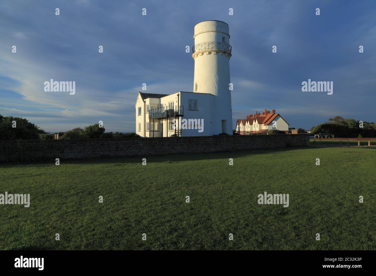 Hunstanton Lighthouse and Coastguard Cottages, Norfolk, England, UK Stock Photo