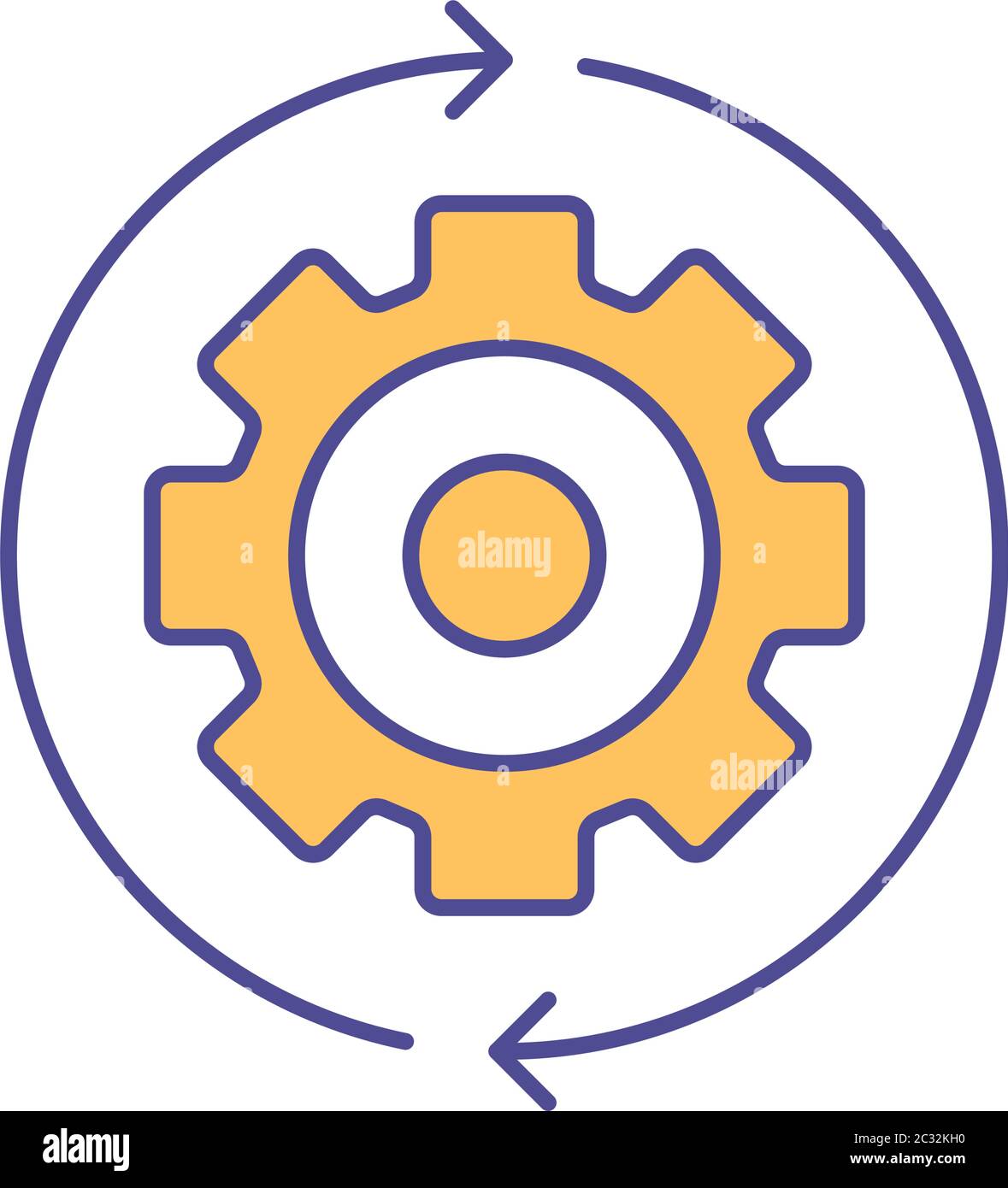 gear with arrows line and fill style icon design, Innovation idea and ...
