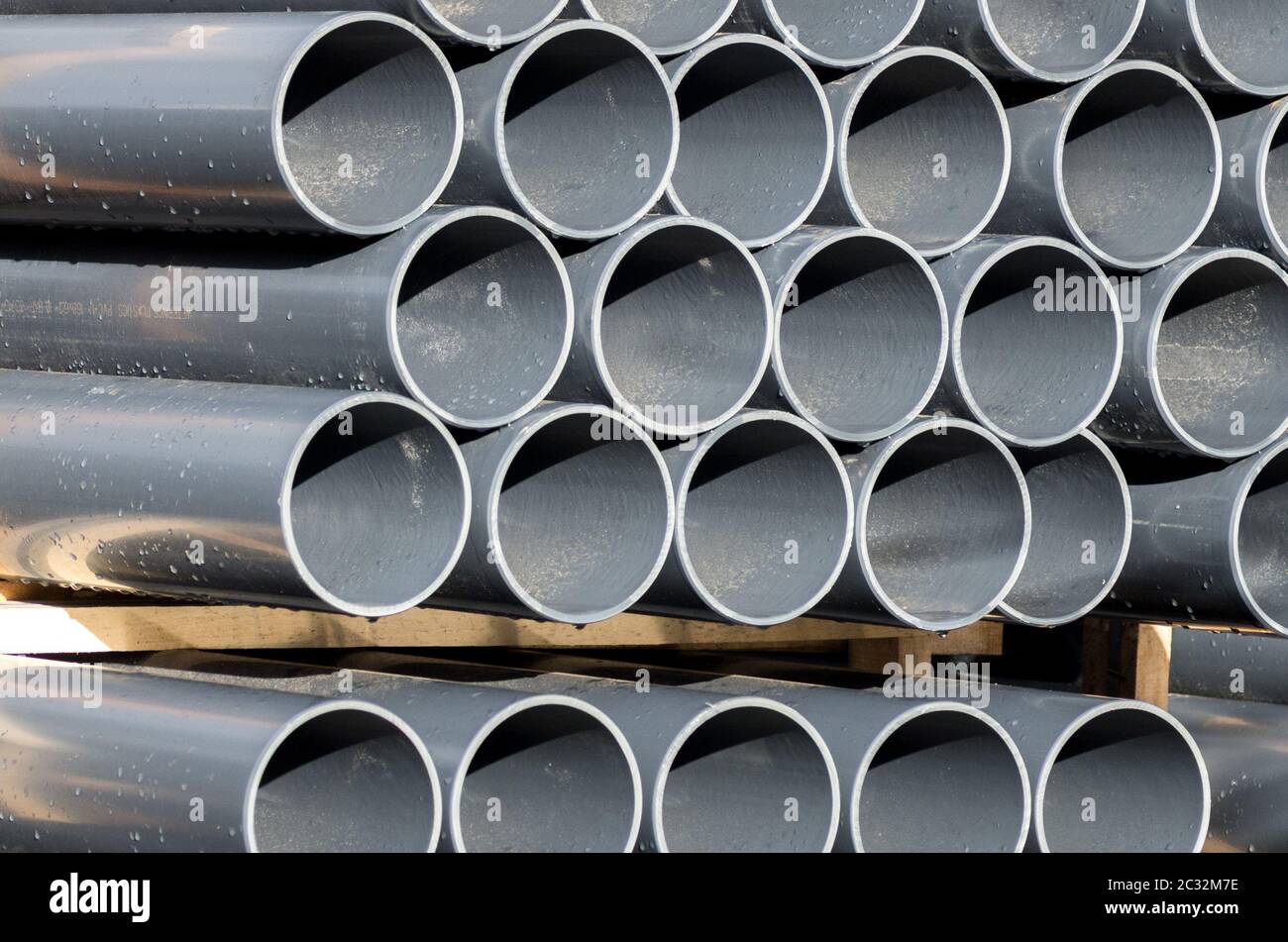 PVC pipe gray, PVC pipes for irrigation system Stock Photo Alamy