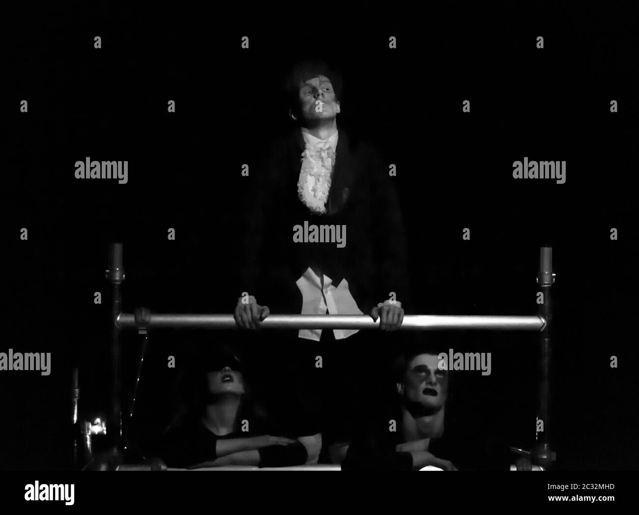 Actors on stage theatre performance Black and White Stock Photos ...