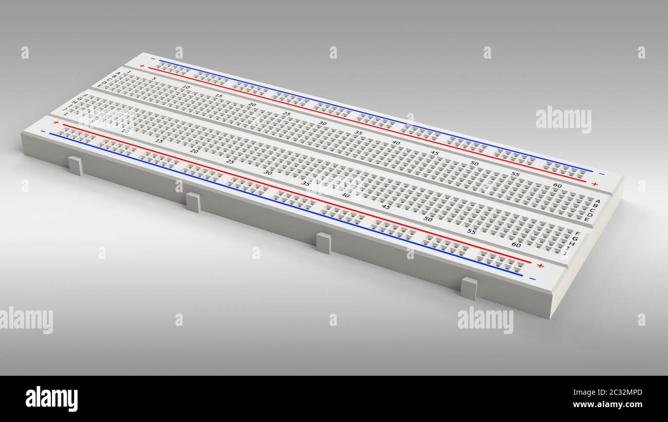 Single prototyping board (breadboard). 3D rendering Stock Photo Alamy