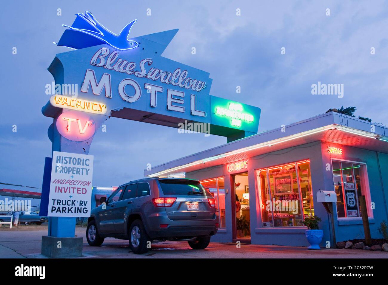 Blue Swallow Motel in Tucumcari,New Mexico,USA Stock Photo
