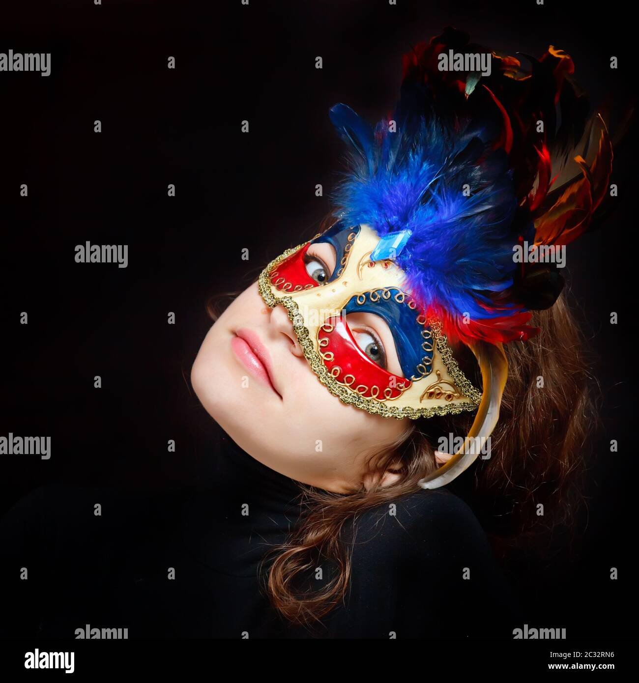Masquerade Venetian Carnival Mask, Female Theatrical Feathers - Wrapped  Canvas Photograph