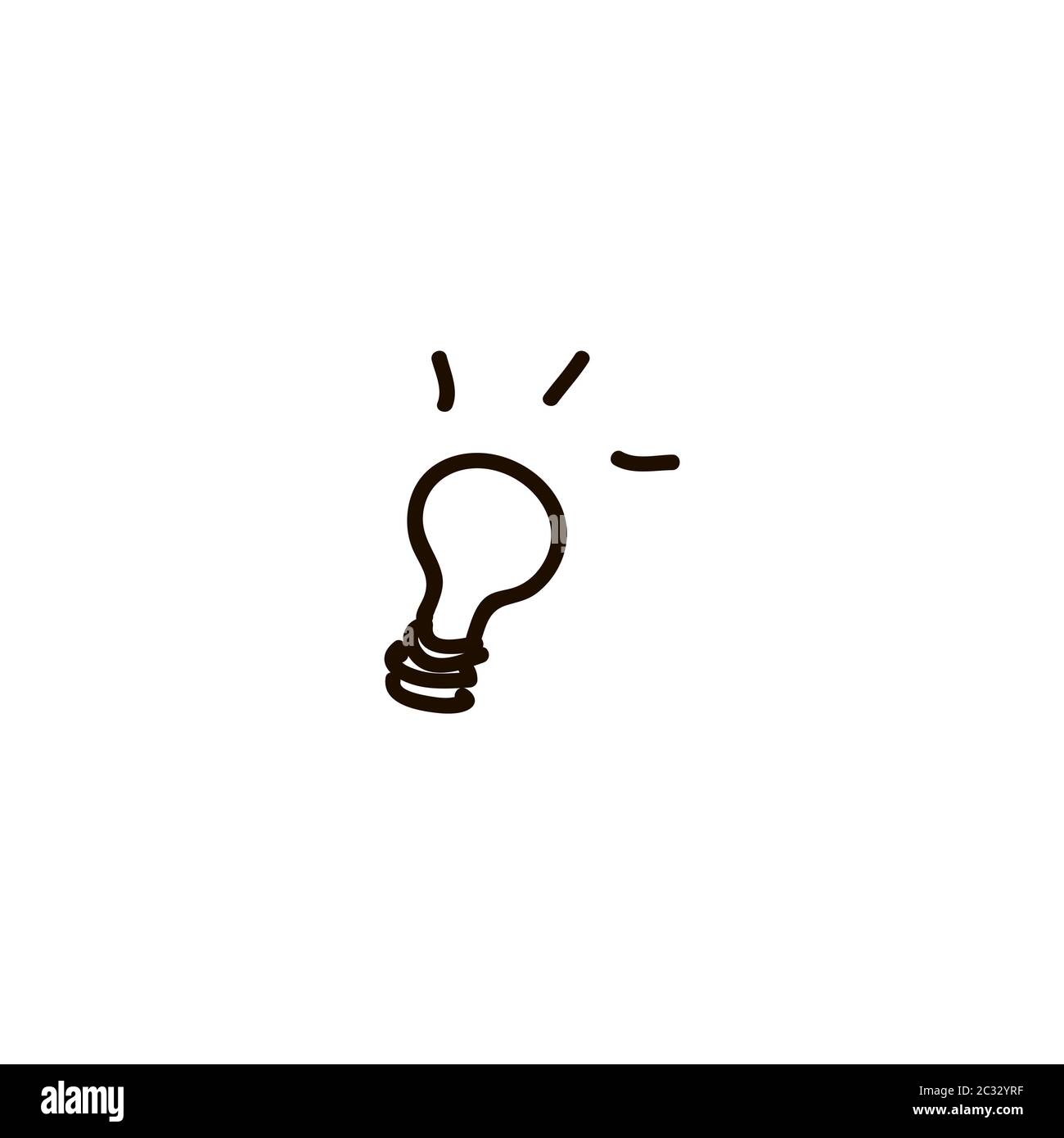 Light Bulb line icon vector, isolated on white background. Idea sign, solution, thinking concept. Lighting Electric lamp. Electricity, cartoon ink pen Stock Photo