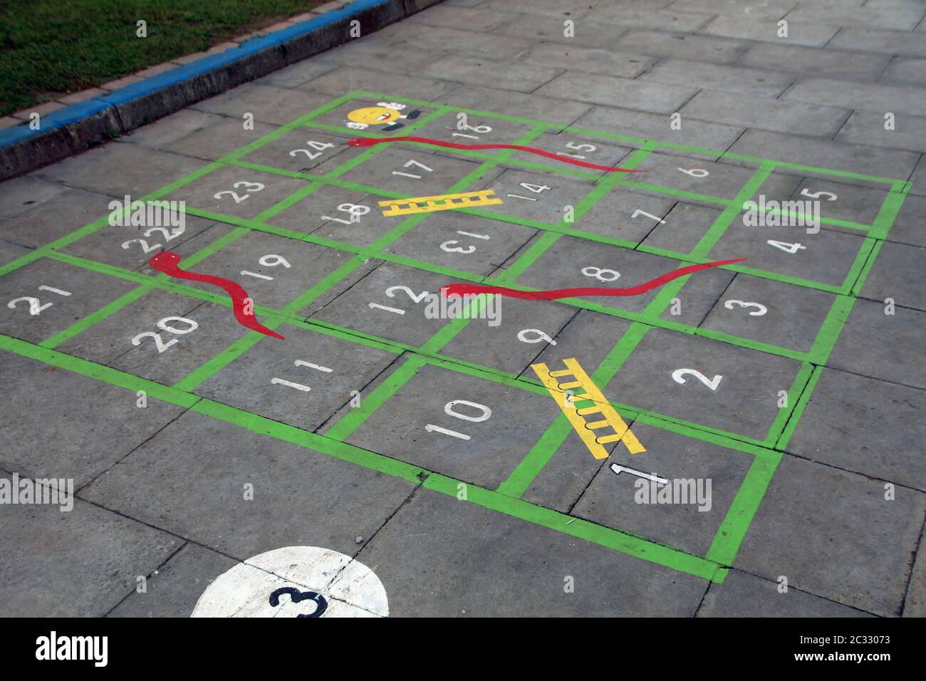 classic children game with numbers painted on the school playground