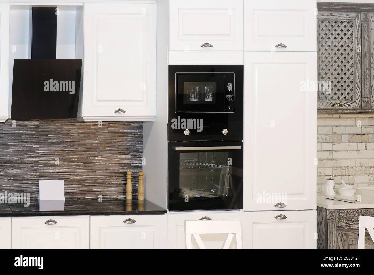 Retro kitchen interior design with modern appliances Stock Photo - Alamy