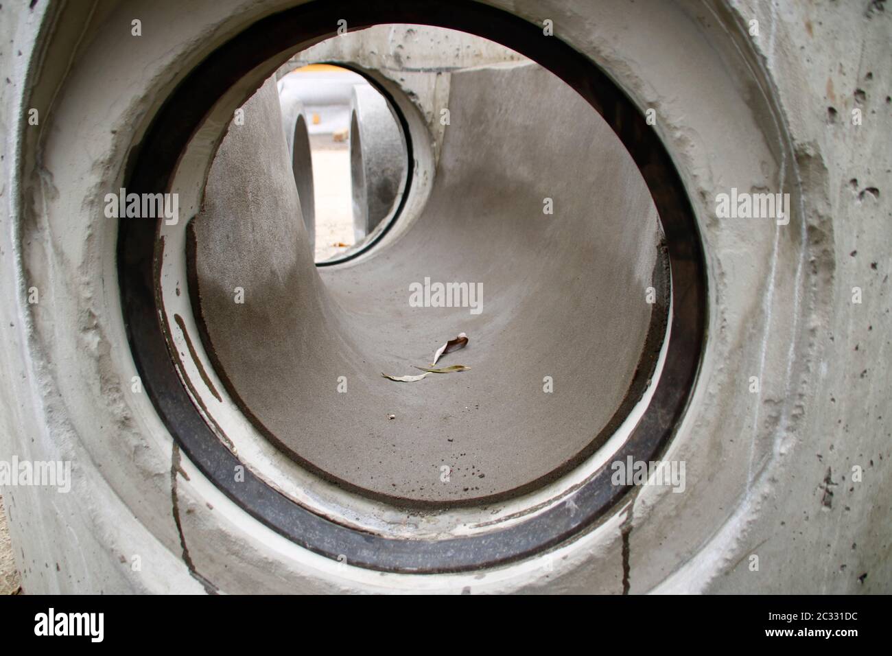 View into a sewage shaft from the perspective of the canal Stock Photo