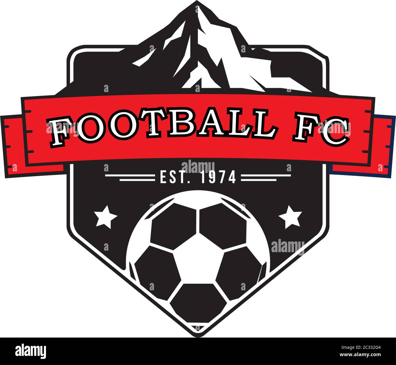 Football Club Logo Design Template, mountain sport logo inspiration Stock Vector