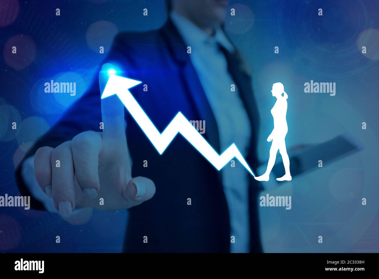 Arrow Symbol Going Upward Denoting Points Showing Significant Achievement Stock Photo
