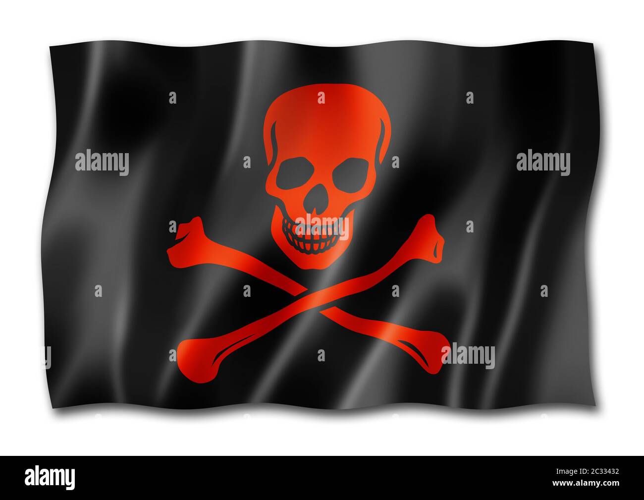 Pirate flag, Jolly Roger, three dimensional render, isolated on white Stock Photo