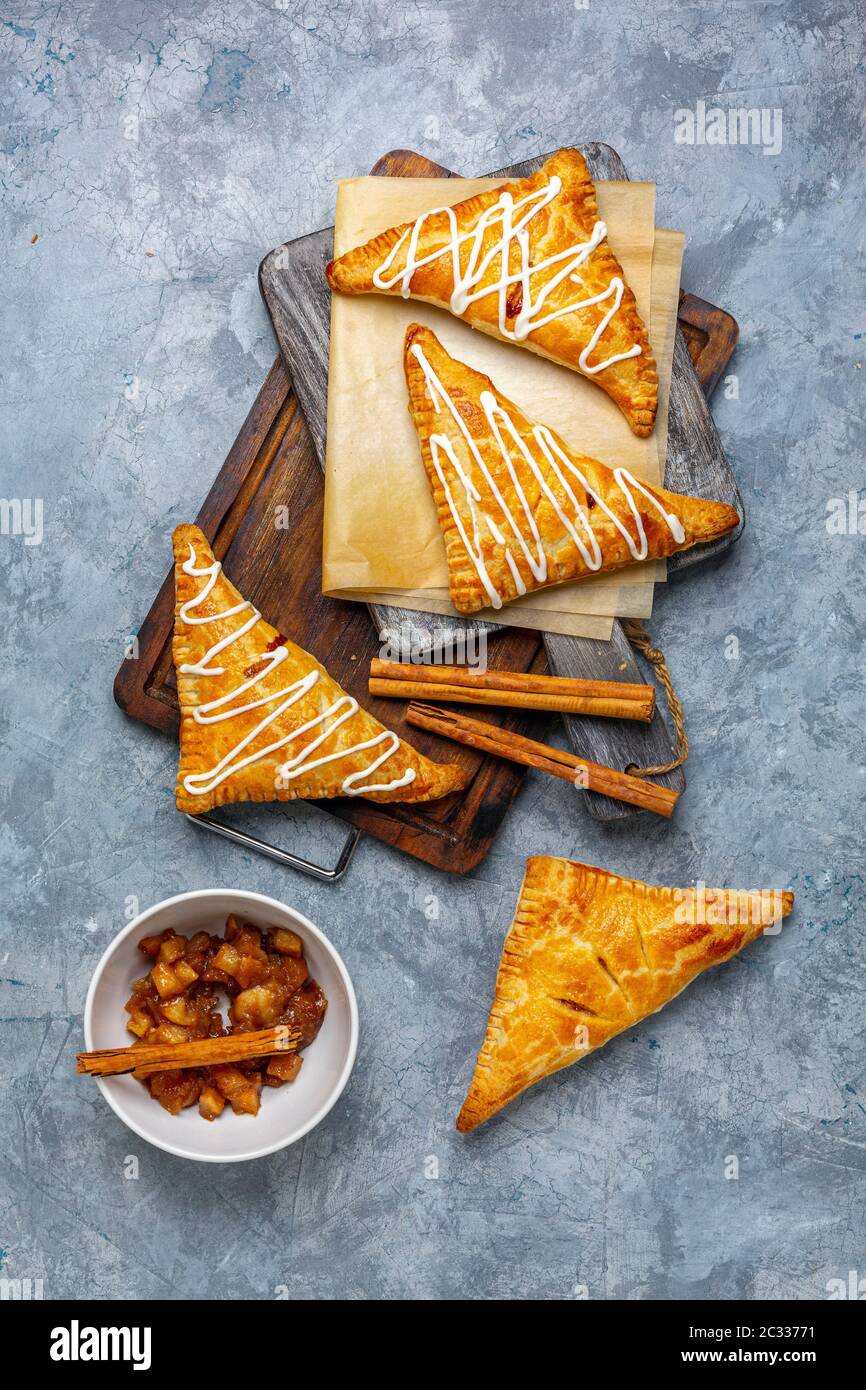 Delicious apple turnovers with cottage cheese cream Stock Photo Alamy
