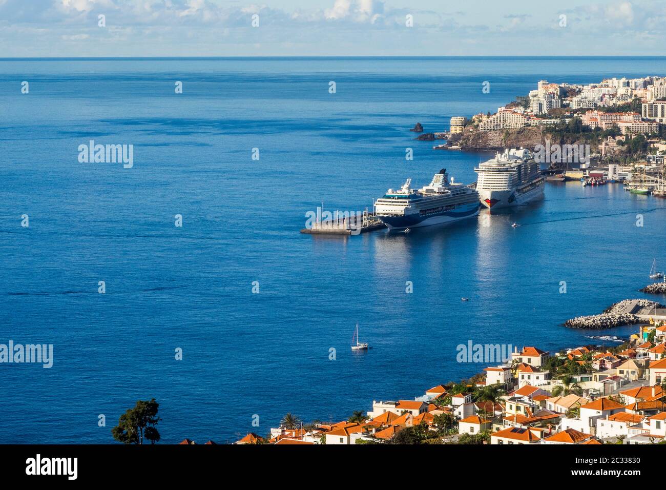 Portugal Canary Islands, Madeira Harbour of Funchal Stock Photo Alamy