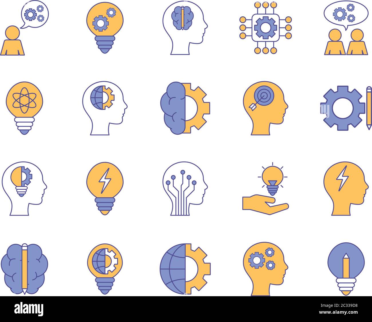 line and fill style icon set design, Innovation idea and creativity ...