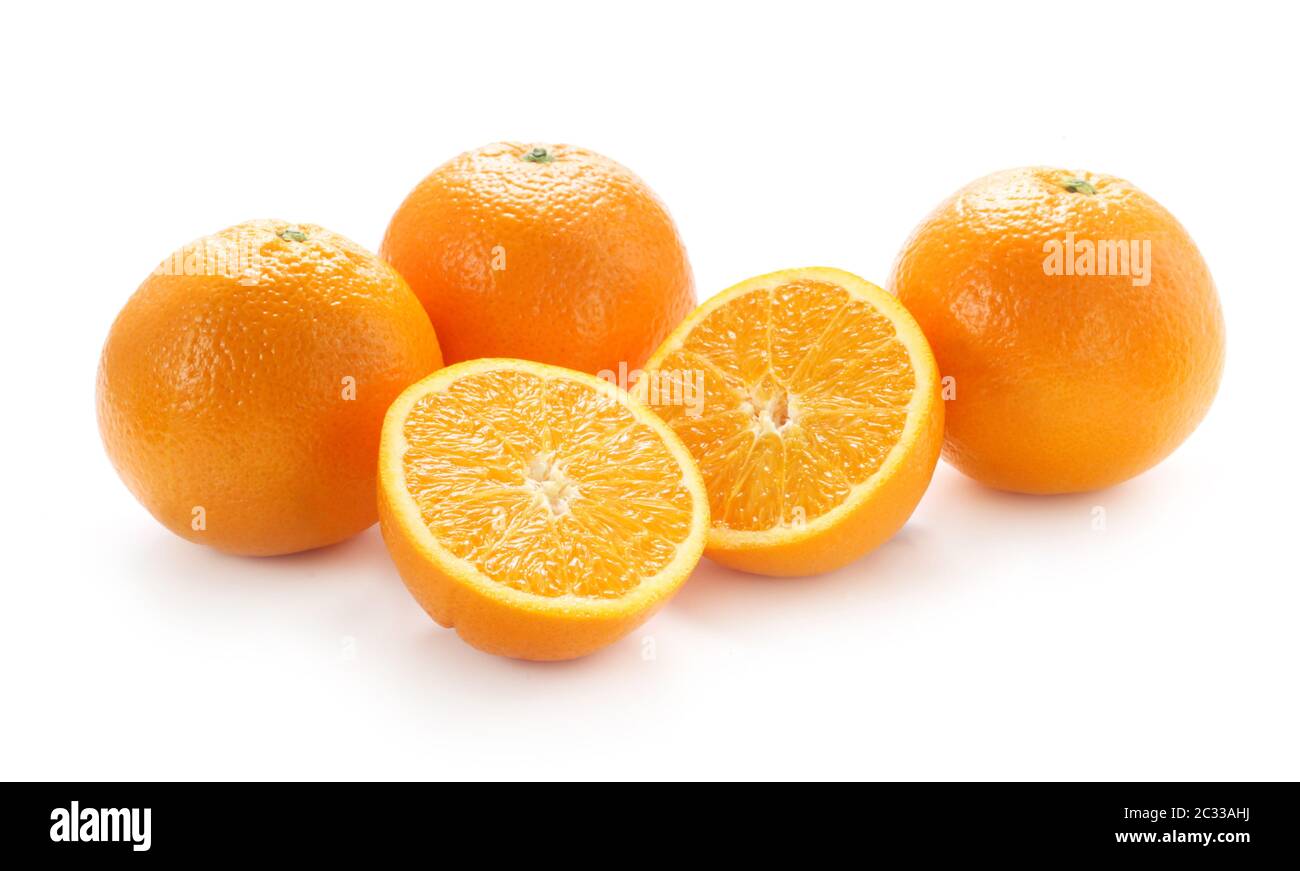 Fresh Oranges Isolated On White Stock Photo