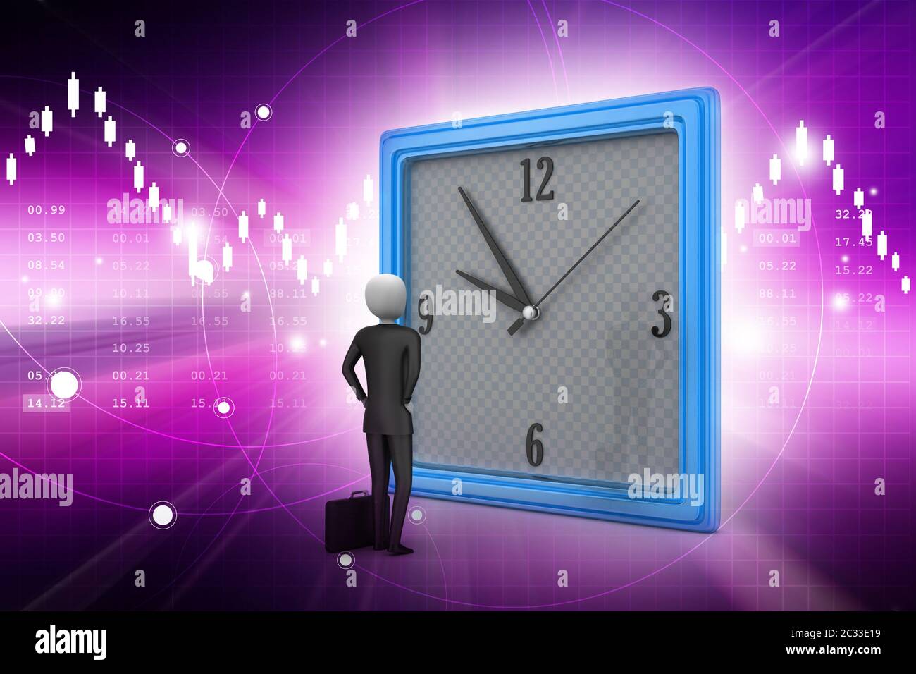 3d man watching clock hi-res stock photography and images - Alamy