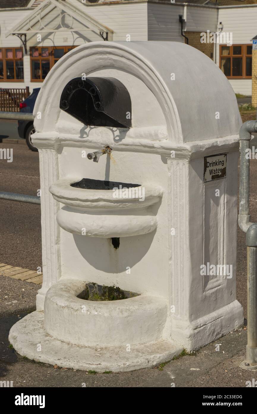 Drinking water fountain on seafront promenade at Bognor Regis, West