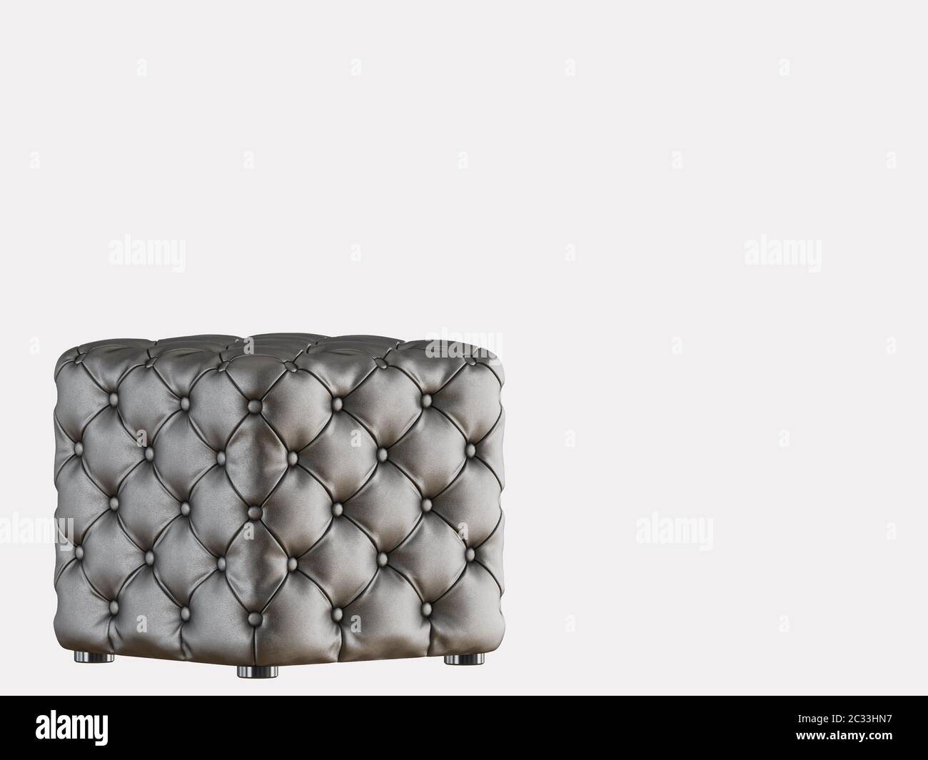 Black leather four-sided pouf on a white background 3d rendering Stock Photo