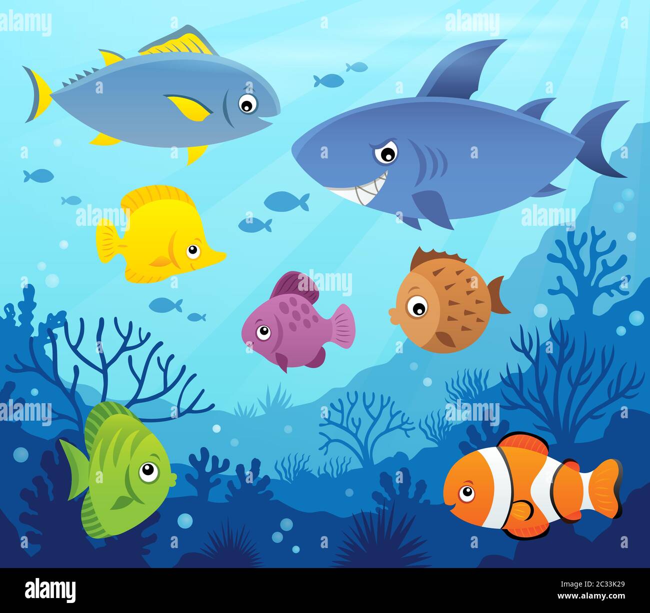 Stylized fishes topic image 7 - picture illustration. Stock Photo