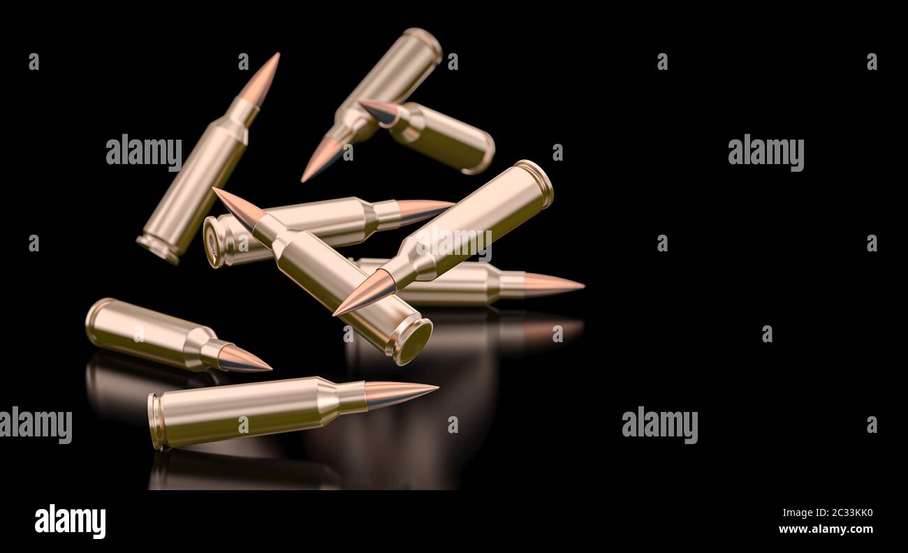 3d image of bullets of a 7.62 caliber assault rifle Stock Photo - Alamy