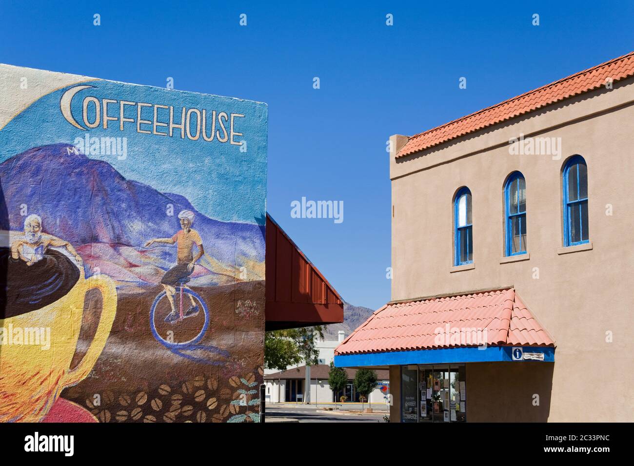 Mural on a Coffeehouse in Socorro,New Mexico,USA Stock Photo Alamy