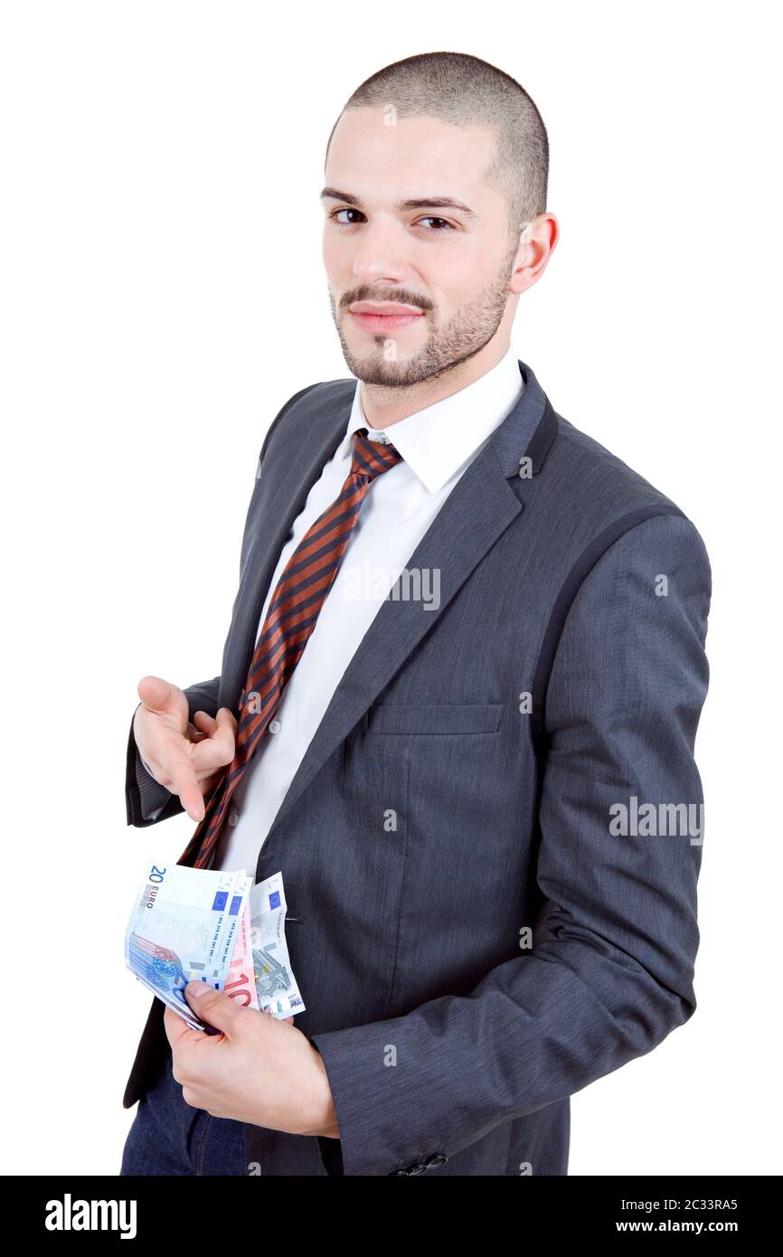 young business man with lots of money, isolated Stock Photo - Alamy