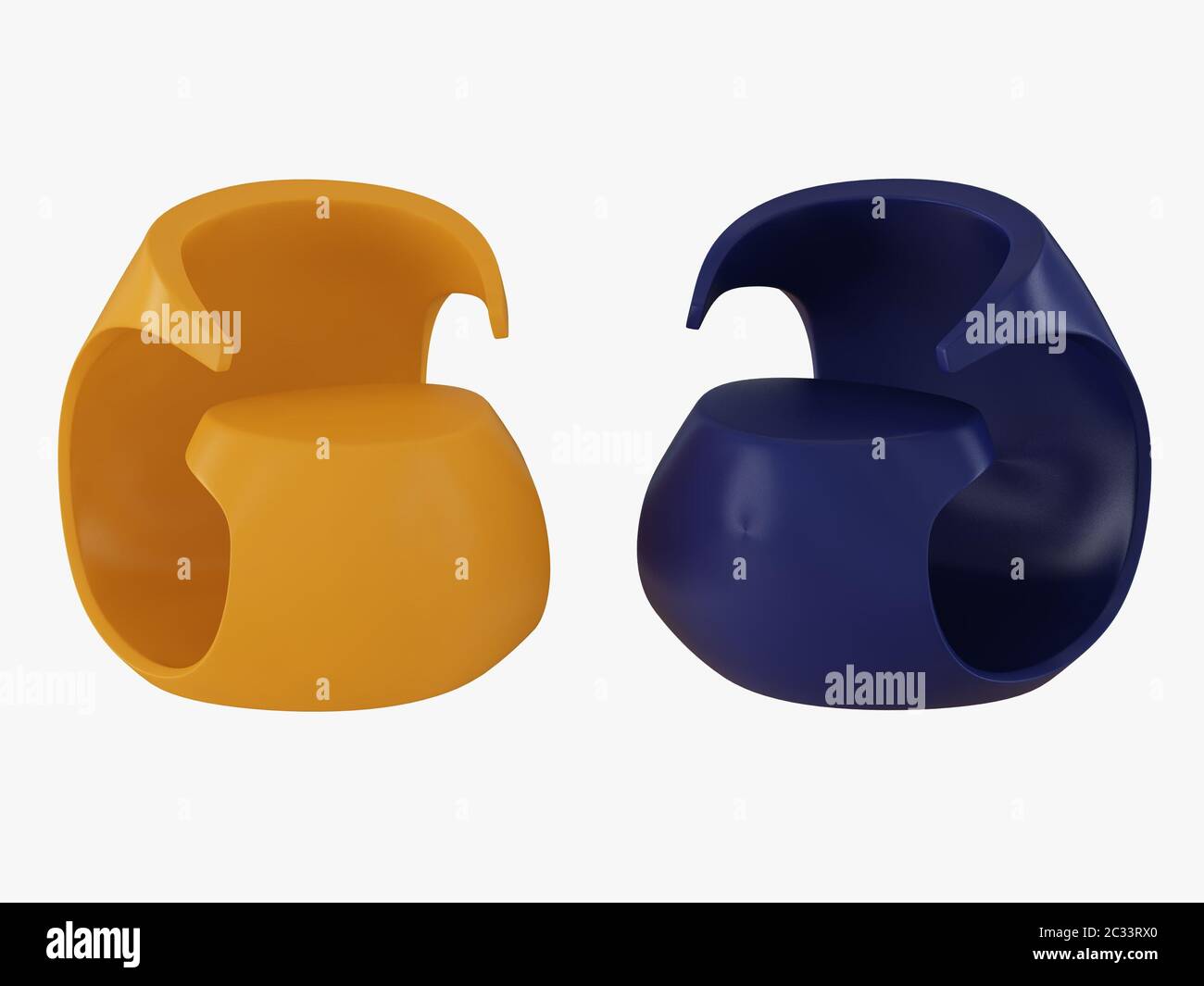 Blue and yellow chair on white background 3d rendering Stock Photo Alamy