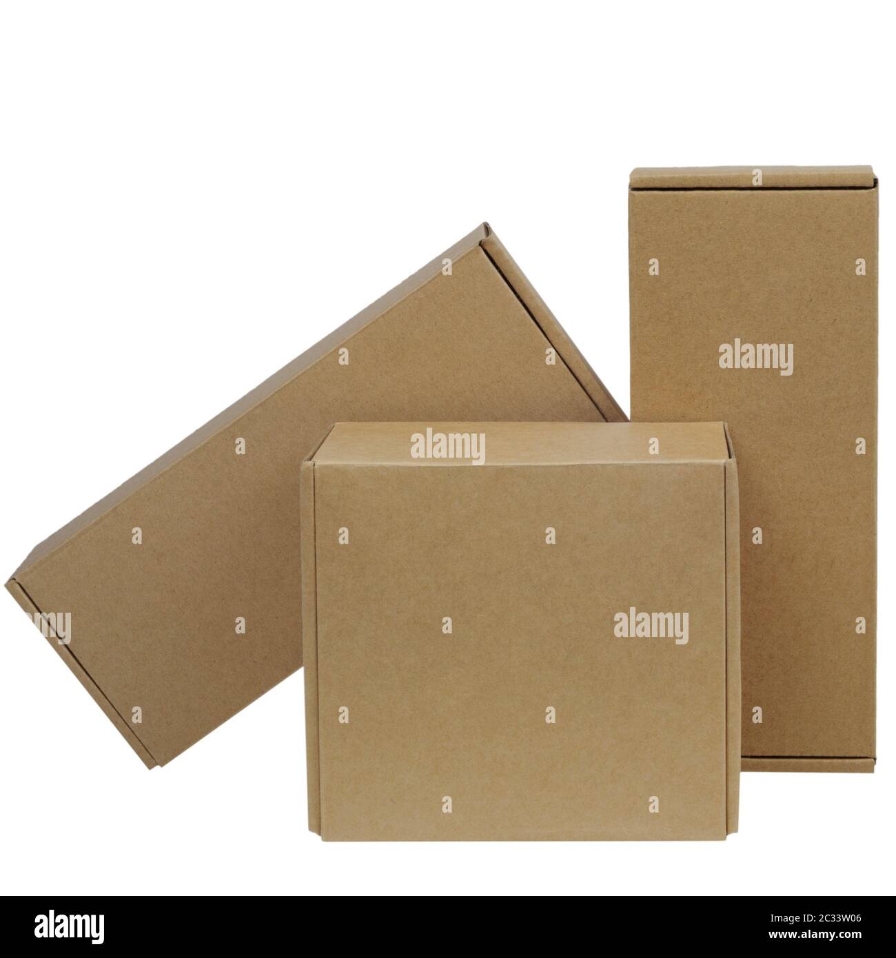 Cardboard boxes for goods on a white background. Different size