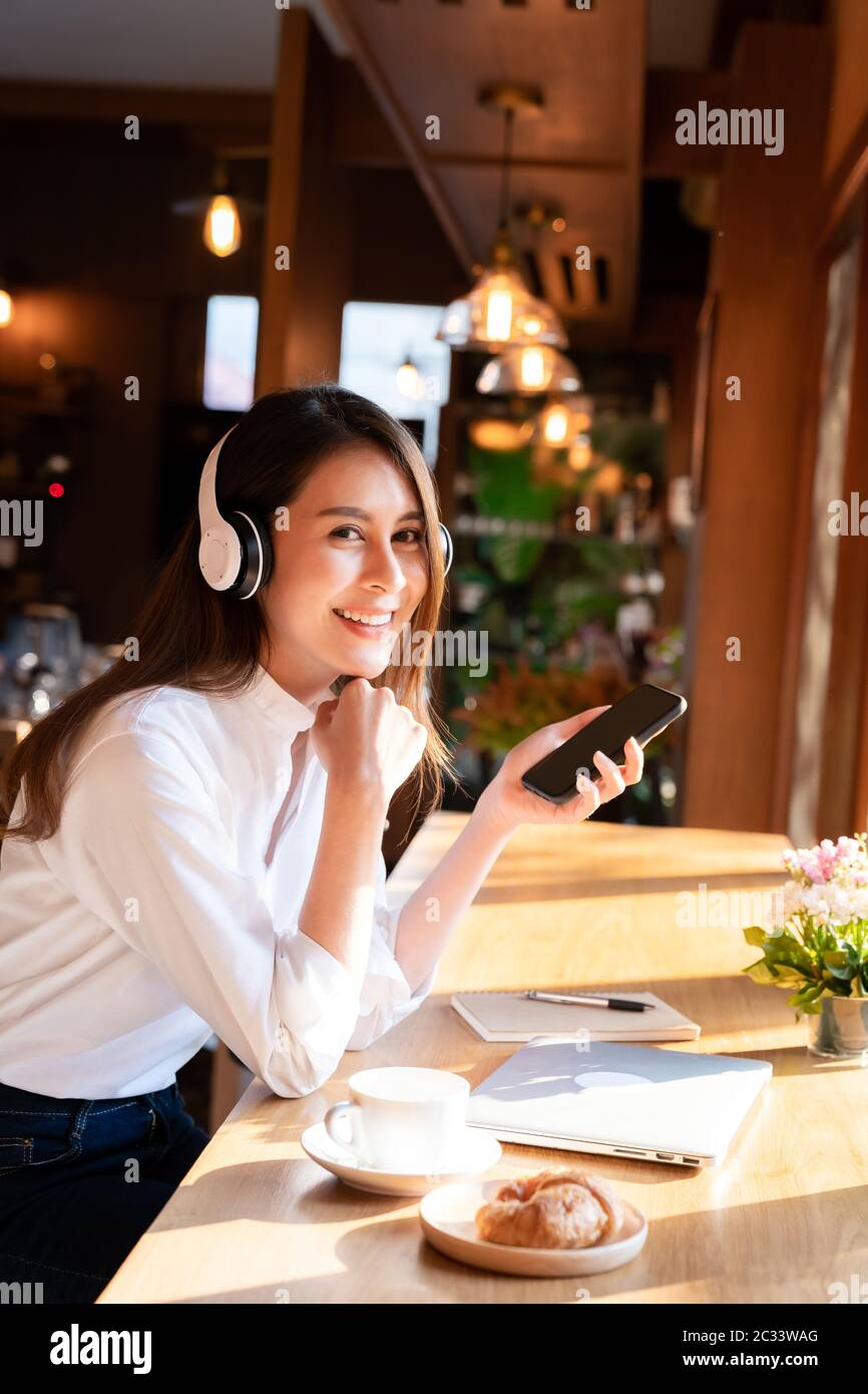 Freelancer woking at cafe Stock Photo