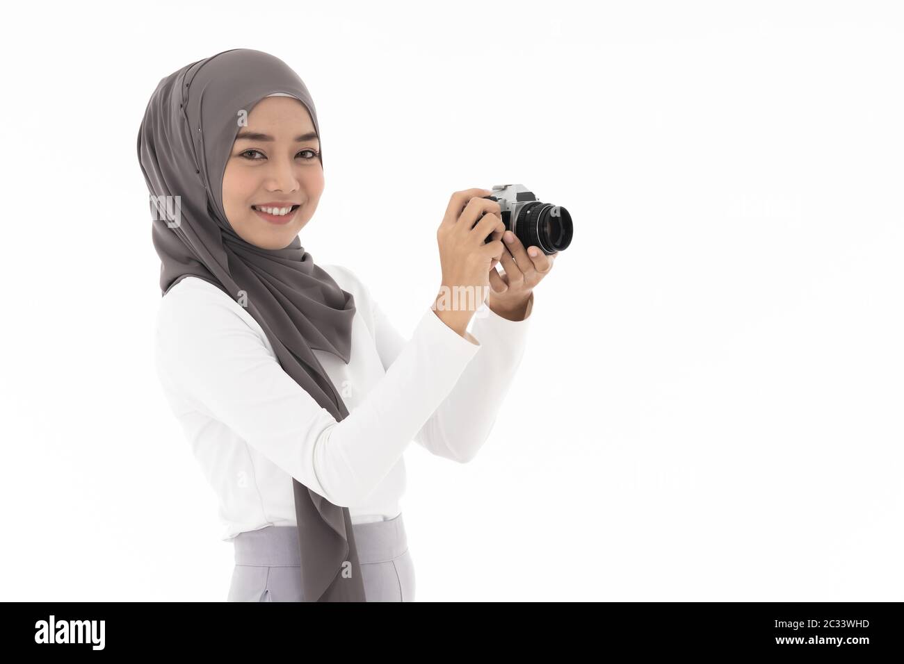 Muslim girl Camera Stock Photo