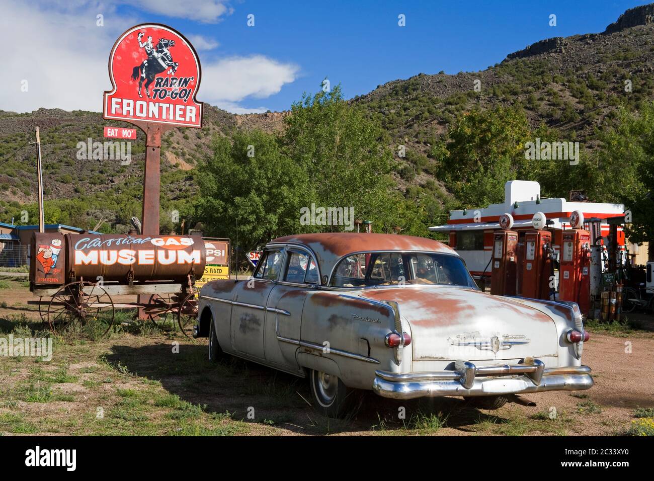 Gas Station Museum in Embudo village,Taos,New Mexico,USA Stock Photo