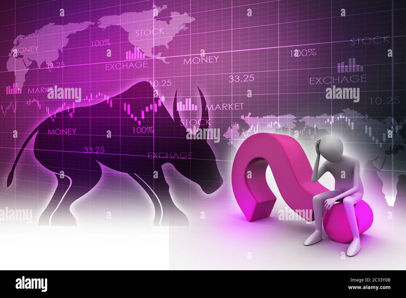 3d man sitting on the question mark Stock Photo - Alamy