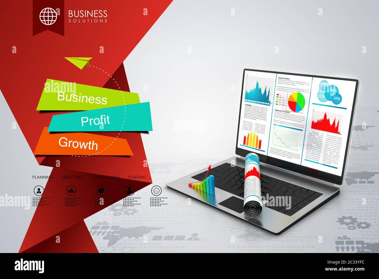Laptop showing a financial report Stock Photo - Alamy
