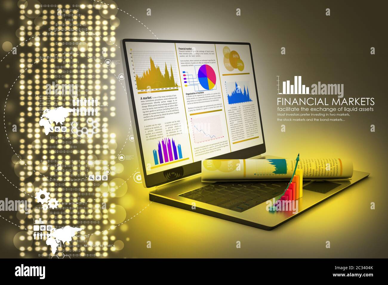 Laptop showing a financial report Stock Photo - Alamy