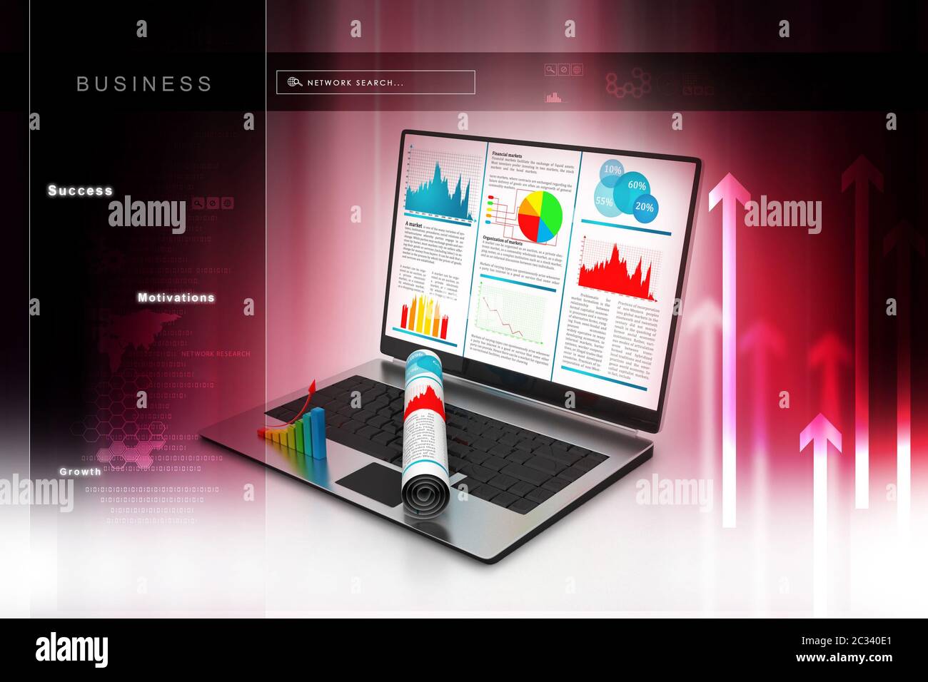 Laptop showing a financial report Stock Photo - Alamy